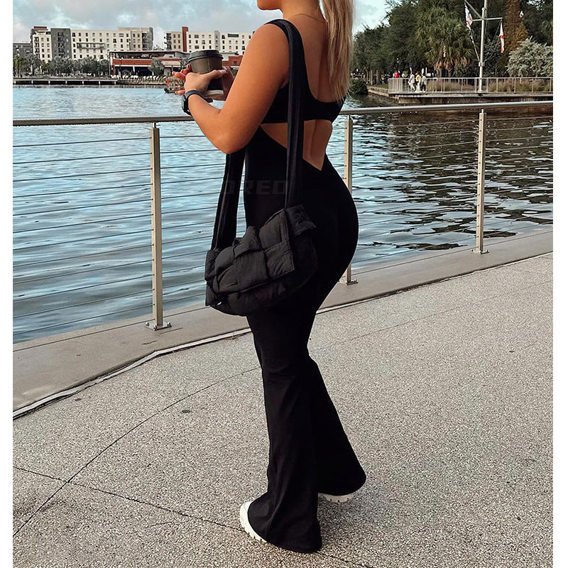 Slim Fit Hip Raise Jumpsuit Sexy Backless Exercise Yoga Clothes