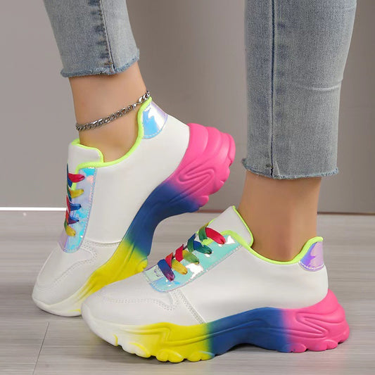 Colorful Thick Bottom Sports Shoes for Women