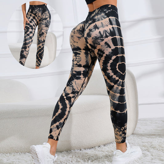 New Tie Dye Printed Yoga Pants Women Seamless High Waist Hip Lifting Fitness Running Sports Leggings