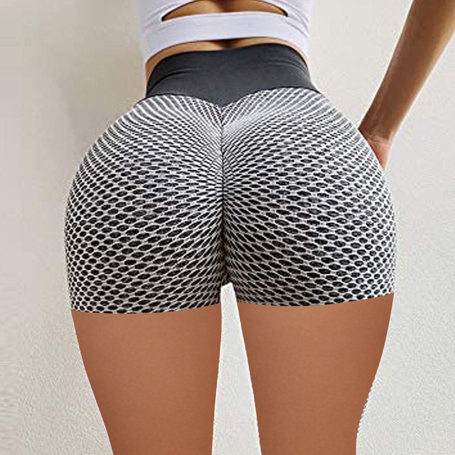 Solid Color Honeycomb Yoga Shorts for Women